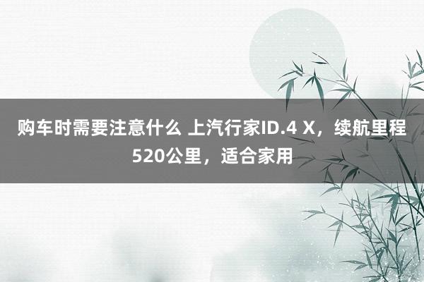 购车时需要注意什么 上汽行家ID.4 X，续航里程520公里，适合家用