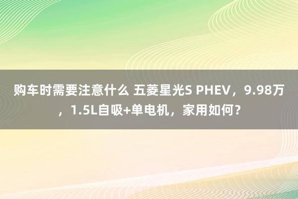 购车时需要注意什么 五菱星光S PHEV，9.98万，1.5L自吸+单电机，家用如何？