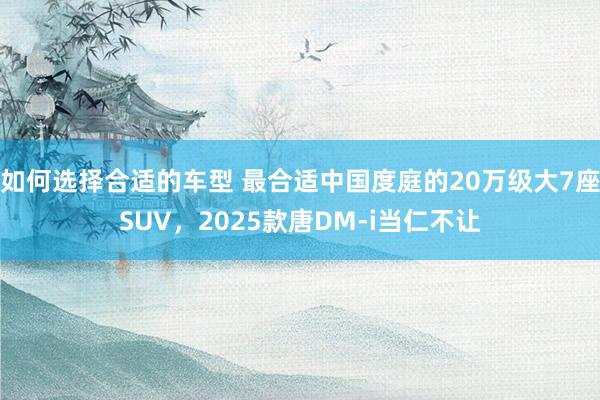 如何选择合适的车型 最合适中国度庭的20万级大7座SUV，2025款唐DM-i当仁不让