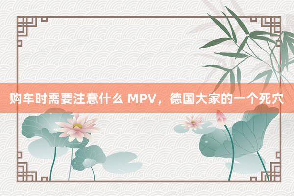 购车时需要注意什么 MPV，德国大家的一个死穴