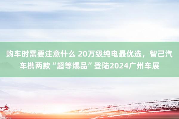 购车时需要注意什么 20万级纯电最优选，智己汽车携两款“超等爆品”登陆2024广州车展