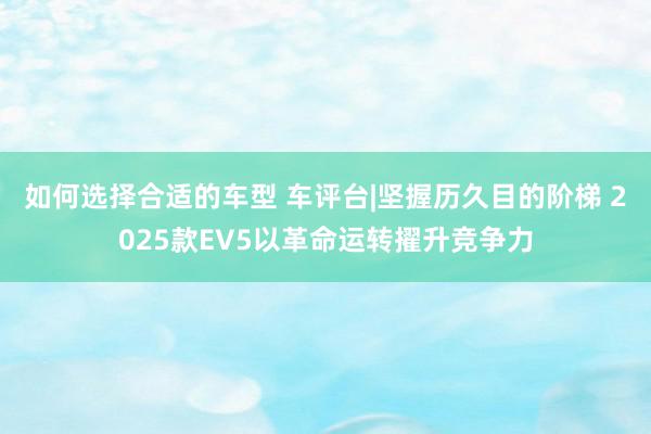 如何选择合适的车型 车评台|坚握历久目的阶梯 2025款EV5以革命运转擢升竞争力