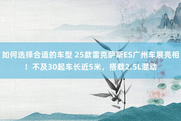 如何选择合适的车型 25款雷克萨斯ES广州车展亮相！不及30起车长近5米，搭载2.5L混动