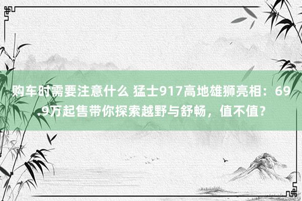 购车时需要注意什么 猛士917高地雄狮亮相：69.9万起售带你探索越野与舒畅，值不值？