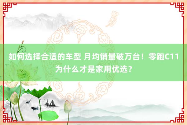 如何选择合适的车型 月均销量破万台！零跑C11为什么才是家用优选？