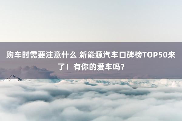 购车时需要注意什么 新能源汽车口碑榜TOP50来了！有你的爱车吗？