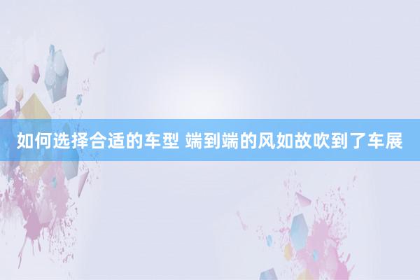 如何选择合适的车型 端到端的风如故吹到了车展