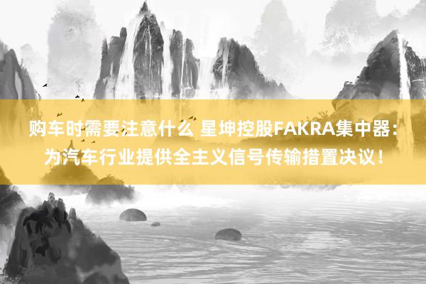 购车时需要注意什么 星坤控股FAKRA集中器：为汽车行业提供全主义信号传输措置决议！