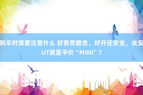 购车时需要注意什么 好意思瞻念、好开还安全，埃安UT就是平价“MINI”？