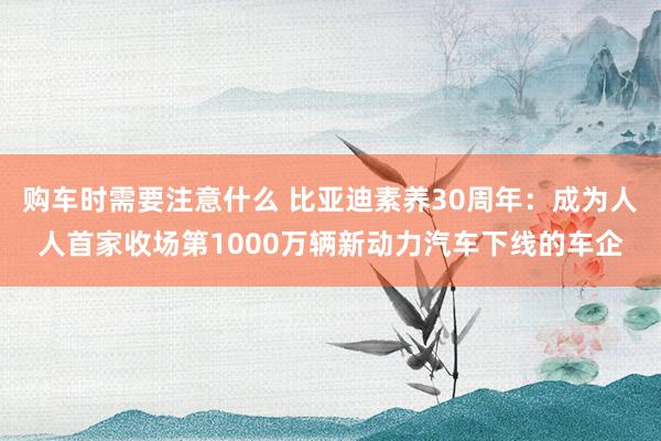 购车时需要注意什么 比亚迪素养30周年：成为人人首家收场第1000万辆新动力汽车下线的车企