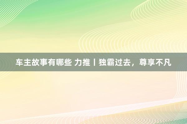 车主故事有哪些 力推丨独霸过去，尊享不凡