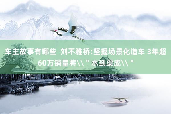 车主故事有哪些  刘不雅桥:坚握场景化造车 3年超60万销量将\＂水到渠成\＂