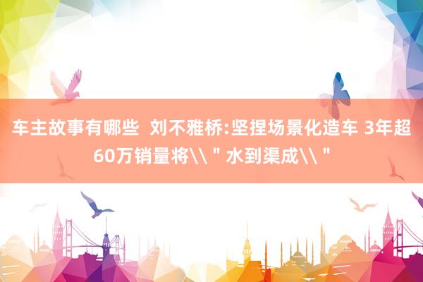 车主故事有哪些  刘不雅桥:坚捏场景化造车 3年超60万销量将\＂水到渠成\＂