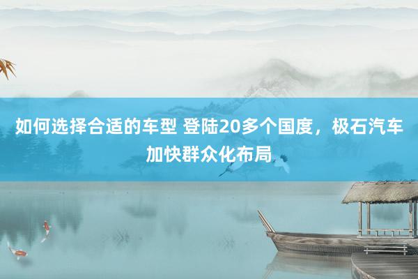 如何选择合适的车型 登陆20多个国度，极石汽车加快群众化布局