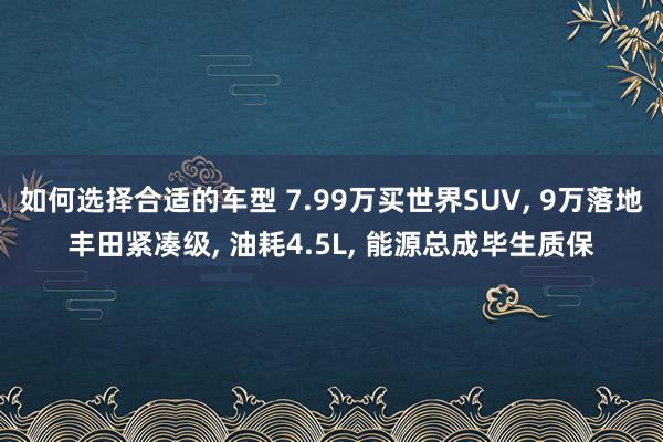 如何选择合适的车型 7.99万买世界SUV, 9万落地丰田紧凑级, 油耗4.5L, 能源总成毕生质保