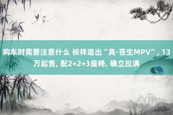 购车时需要注意什么 祯祥造出“真·苍生MPV”, 13万起售, 配2+2+3座椅, 确立拉满