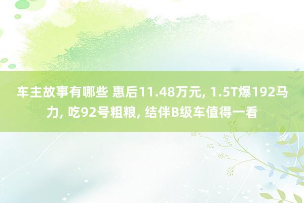 车主故事有哪些 惠后11.48万元, 1.5T爆192马力, 吃92号粗粮, 结伴B级车值得一看