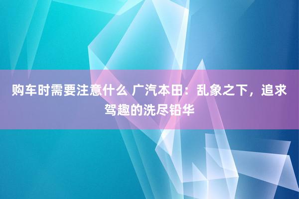 购车时需要注意什么 广汽本田：乱象之下，追求驾趣的洗尽铅华