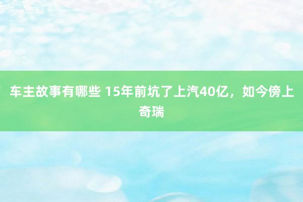 车主故事有哪些 15年前坑了上汽40亿，如今傍上奇瑞