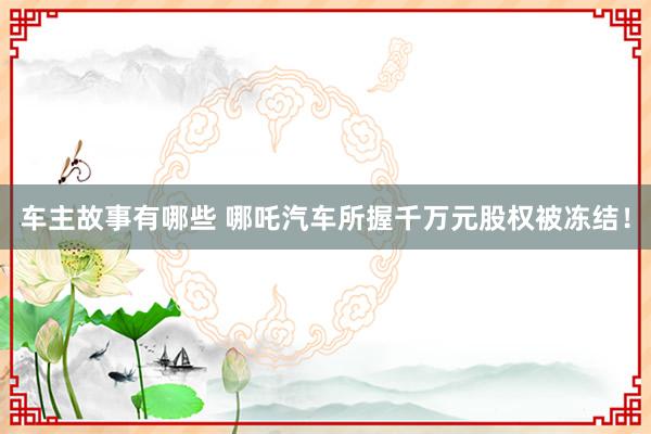 车主故事有哪些 哪吒汽车所握千万元股权被冻结！