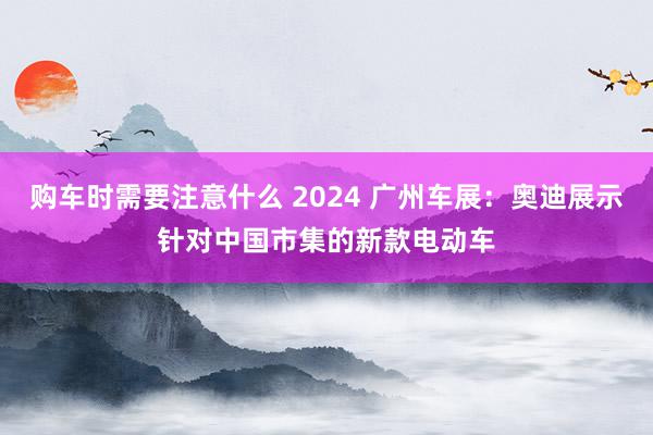 购车时需要注意什么 2024 广州车展：奥迪展示针对中国市集的新款电动车