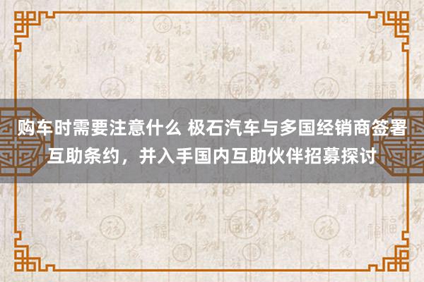 购车时需要注意什么 极石汽车与多国经销商签署互助条约，并入手国内互助伙伴招募探讨