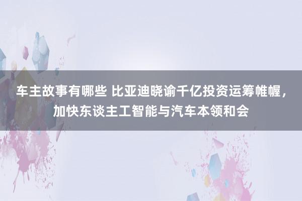 车主故事有哪些 比亚迪晓谕千亿投资运筹帷幄，加快东谈主工智能与汽车本领和会