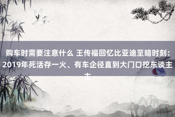 购车时需要注意什么 王传福回忆比亚迪至暗时刻：2019年死活存一火、有车企径直到大门口挖东谈主