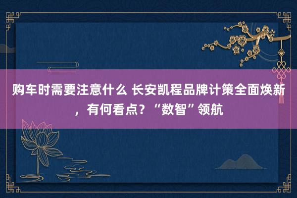 购车时需要注意什么 长安凯程品牌计策全面焕新，有何看点？“数智”领航